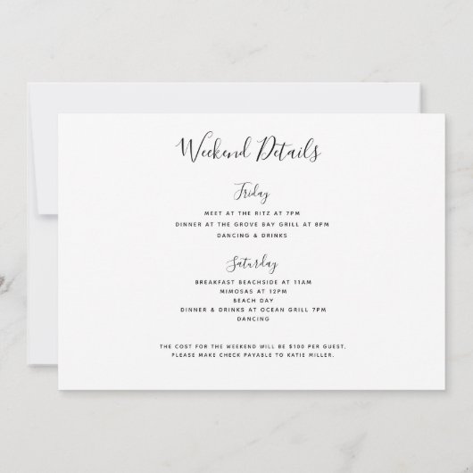 Flamingo Pool Float Bachelorette Itinerary Einladung (Rückseite)