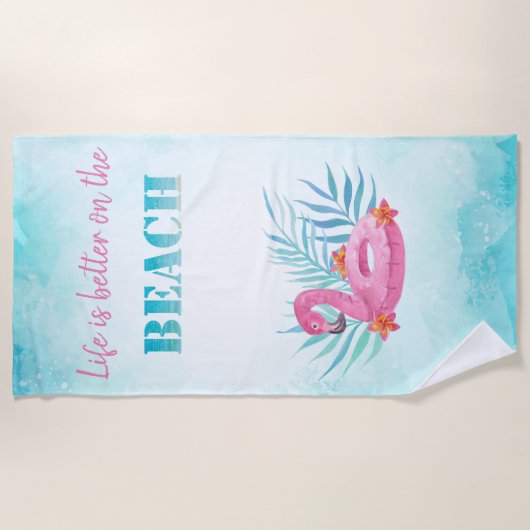 Flamingo Pool Float, Blue Strandtuch (Vorderseite)