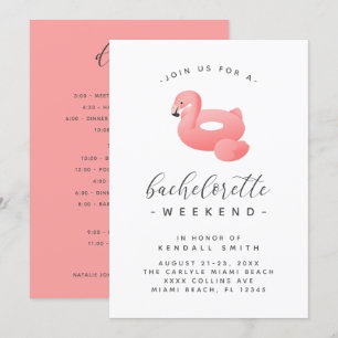 Flamingo Pool Float Minimal Bachelorette Einladung