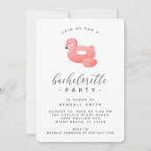 Flamingo Pool Float Minimaler Junggeselinnen-Absch Einladung (Vorderseite)