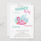 Flamingo Pool Float Sommer Geburtstagsparty Einladung (Vorderseite)