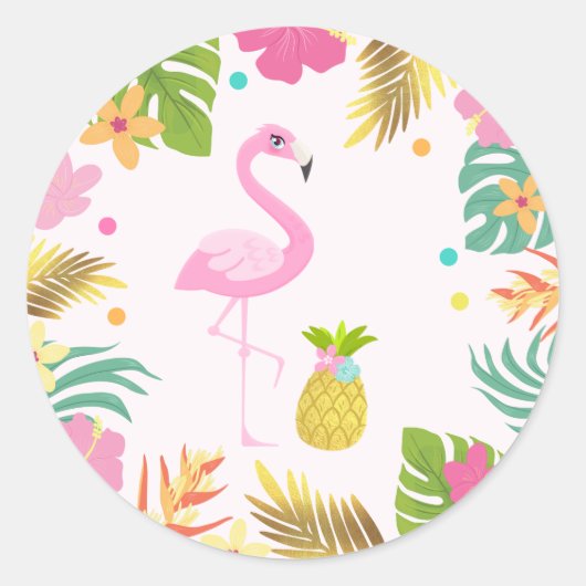Flamingo Pool Gastgeschenk Tag Sticker Siegel (Vorderseite)