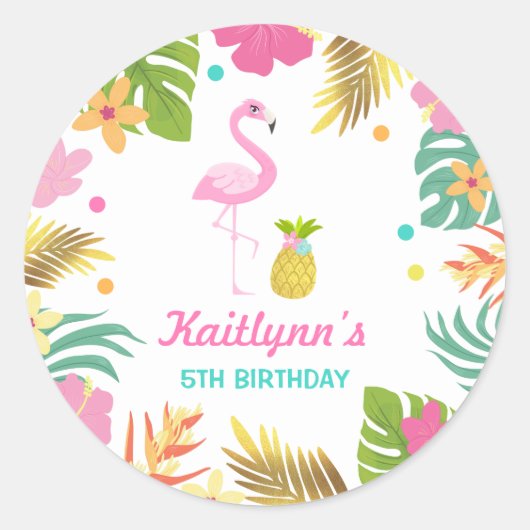 Flamingo Pool Gastgeschenk Tag Sticker Siegel (Vorderseite)