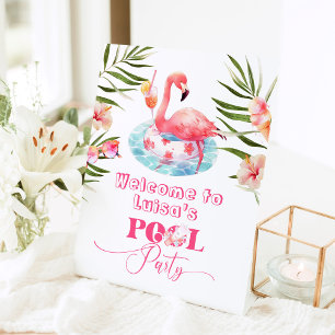 Flamingo Pool Geburtstagsparty Willkommen Sockelschild