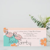 Flamingo Pool Party Einladung (Stehend Vorderseite)