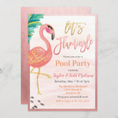 Flamingo Pool Party Einladung (Vorne/Hinten)