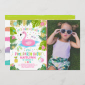 Flamingo Pool Party Einladung Tropical Flamingo (Vorne/Hinten)