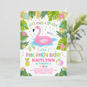 Flamingo Pool Party Einladung Tropical Flamingo (Stehend Vorderseite)