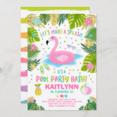 Flamingo Pool Party Einladung Tropical Flamingo (Vorne/Hinten)