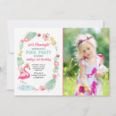 Flamingo Pool Party Einladung Tropical Geburtstag (Vorderseite)