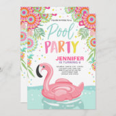 Flamingo Pool Party Einladung Tropical Pool Schwim (Vorne/Hinten)