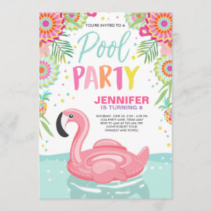 Flamingo Pool Party Einladung Tropical Pool Schwim