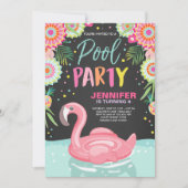 Flamingo-Pool-Party Einladung tropisches Poolfloss (Vorderseite)