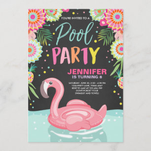 Flamingo-Pool-Party Einladung tropisches Poolfloss