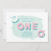 Flamingo Pool Party Erster Geburtstag Einladung (Vorderseite)