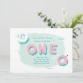 Flamingo Pool Party Erster Geburtstag Einladung (Stehend Vorderseite)