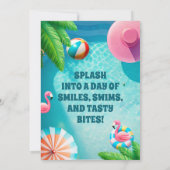 Flamingo Pool Party Geburtstag Einladung (Rückseite)