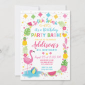 Flamingo Pool Party Geburtstag Einladung (Vorderseite)