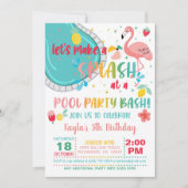 Flamingo Pool Party Geburtstag Einladung (Vorderseite)