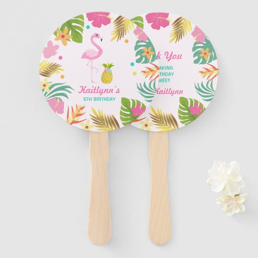 Flamingo Pool Party Hand Fan Flamingo Gastgeschenk Fächer (Vorne und Hinten)
