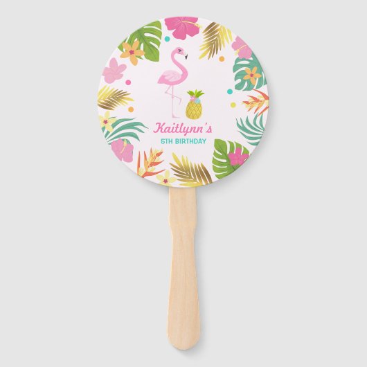 Flamingo Pool Party Hand Fan Flamingo Gastgeschenk Fächer (Vorderseite)