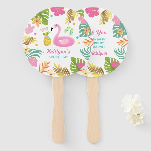 Flamingo Pool Party Hand Fan Flamingo Gastgeschenk Fächer (Vorne und Hinten)