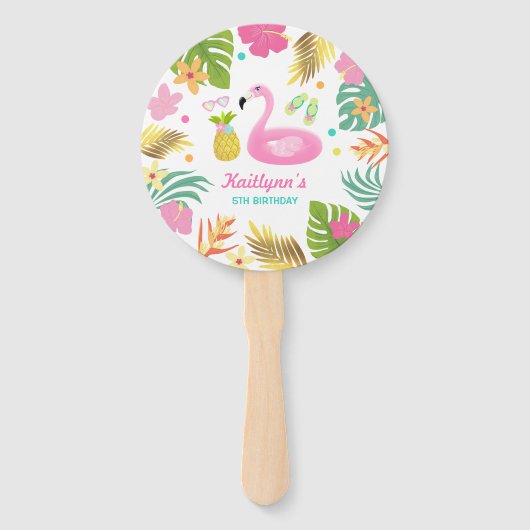 Flamingo Pool Party Hand Fan Flamingo Gastgeschenk Fächer (Vorderseite)