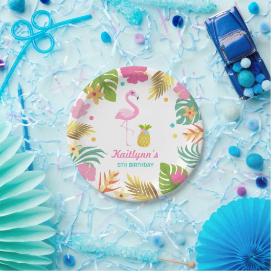 Flamingo Pool Party Paper Tropical Pool Party Pappteller (Party)