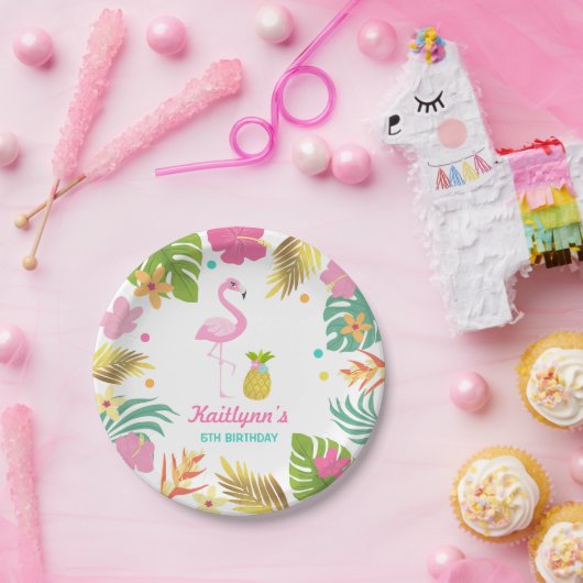 Flamingo Pool Party Paper Tropical Pool Party Pappteller (Party)