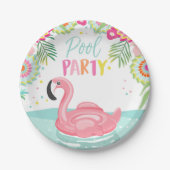 Flamingo-Pool-Party-Papier-Teller-tropisches Floss Pappteller (Vorderseite)