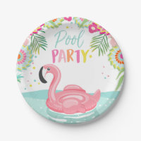 Flamingo-Pool-Party-Papier-Teller-tropisches Floss