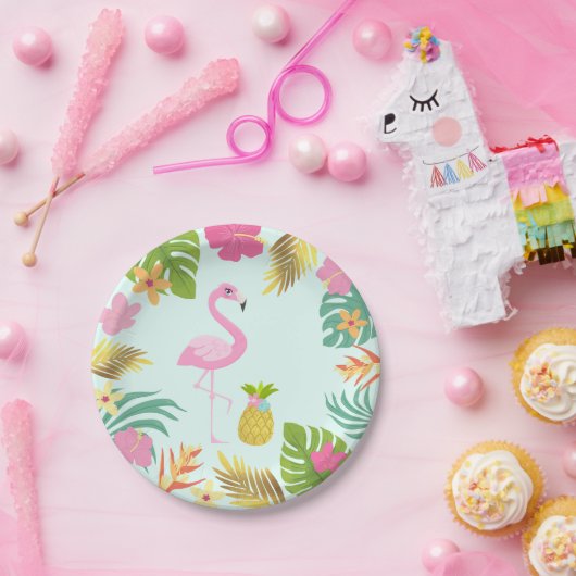 Flamingo-Pool-Party-Papier-tropisches Pool-Party Pappteller (Party)