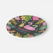 Flamingo-Pool-Party-Papier-tropisches Pool-Party Pappteller (Schrägansicht)