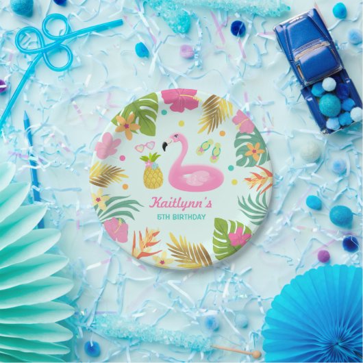 Flamingo-Pool-Party-Papier-tropisches Pool-Party Pappteller (Party)