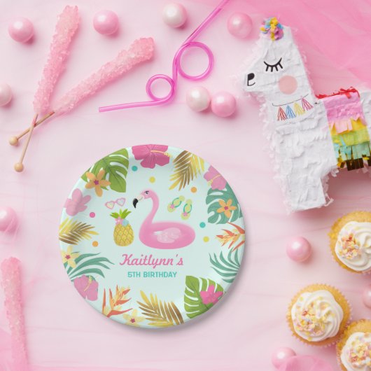 Flamingo-Pool-Party-Papier-tropisches Pool-Party Pappteller (Party)