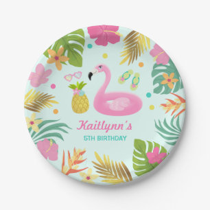 Flamingo-Pool-Party-Papier-tropisches Pool-Party Pappteller