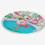 Flamingo Pool Party! Pappteller (Schrägansicht)