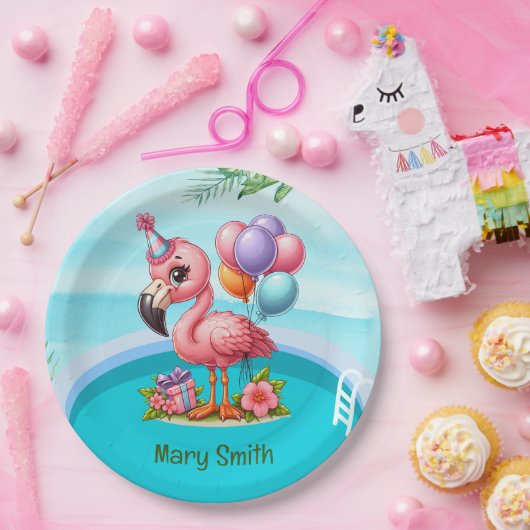 Flamingo Pool Party! Pappteller (Party)