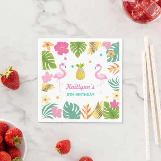 Flamingo Pool Party Party Napkin Tropical Flamingo Serviette (Beispiel)