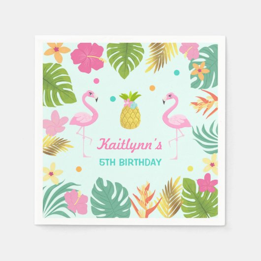 Flamingo Pool Party Party Napkin Tropical Flamingo Serviette (Vorderseite)