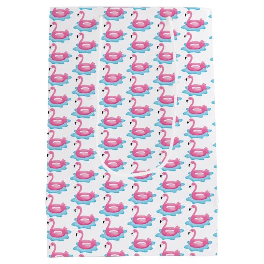 Flamingo Pool Party Rosa Flamingos Party Beutel Mittlere Geschenktüte (Rückseite)