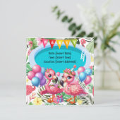 Flamingo Pool Party! Save The Date (Stehend Vorderseite)