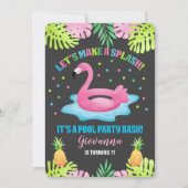 Flamingo Pool Party Tropical Geburtstag Einladung (Vorderseite)