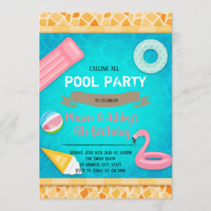 Flamingo-Poolparty-Einladung Einladung