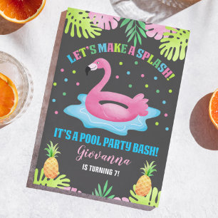 Flamingo-Poolparty-Tropische-Geburtstagseinladung Einladung