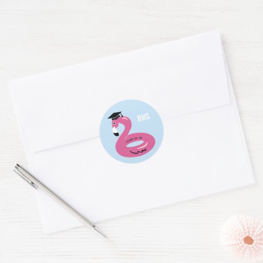 Flamingo-Poolschwimmkörper mit Abschlusskappe-Brie Runder Aufkleber (Umschlag)
