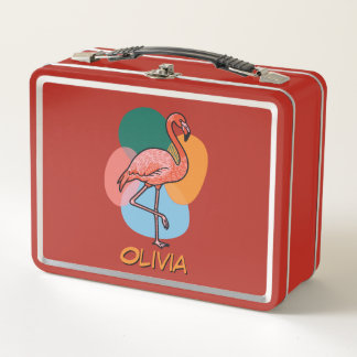 Flamingo Pop-Art bunt Metall Brotdose
