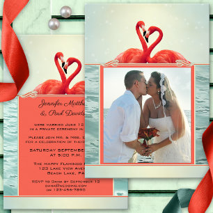 Flamingo Post oder Hochzeitsfoto-Einladung danach Einladung