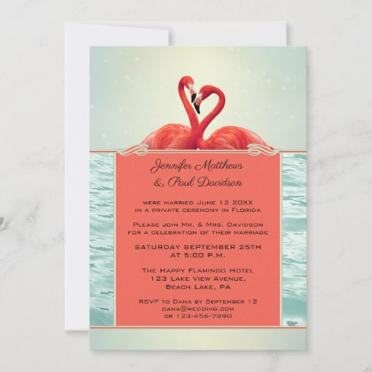 Flamingo Post oder nach Hochzeit Foto Einladung (Vorderseite)