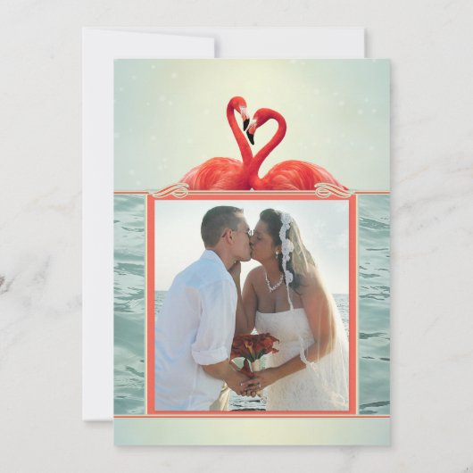 Flamingo Post oder nach Hochzeit Foto Einladung (Rückseite)